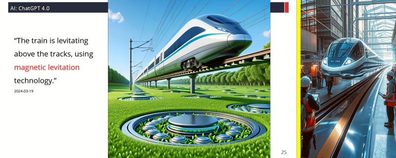 Chatbot drawings of maglev trains